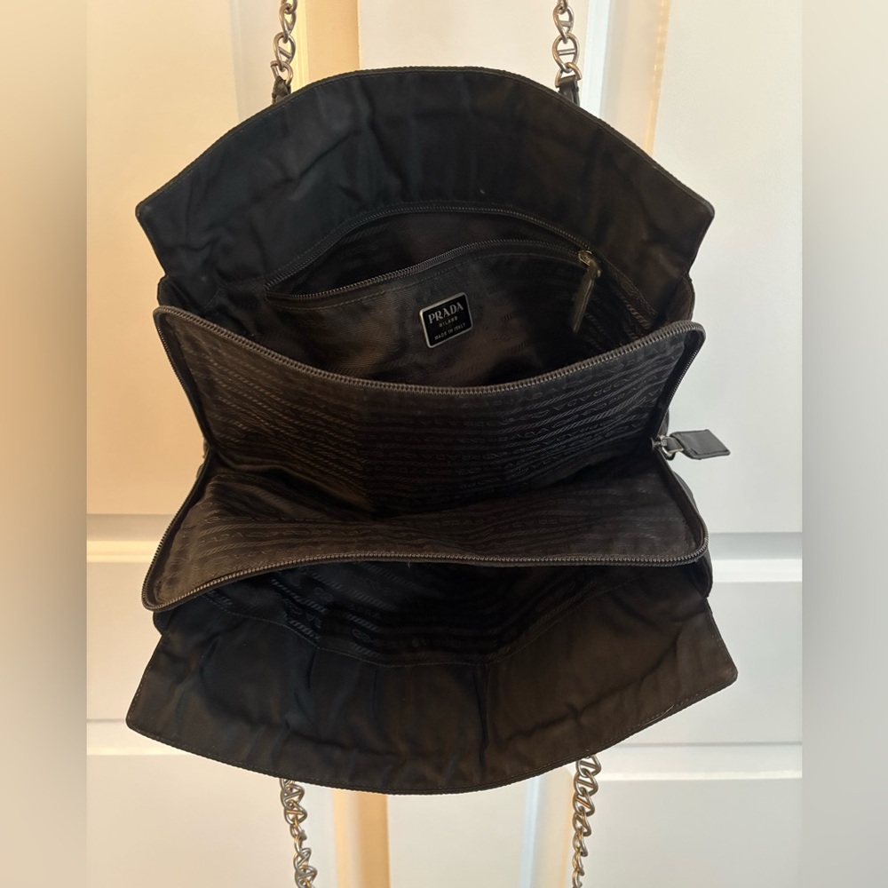 Prada Y2K Black Nylon Chain Strap Tote Bag - Picture 8 of 10